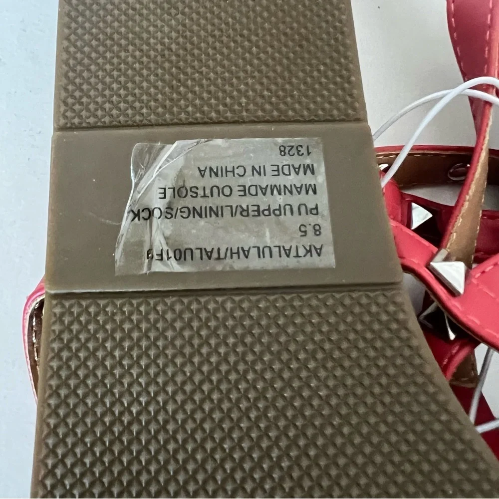 Like New Anne Klein Talulah Coral Pink Studded Flat Gladiator Sandals Sz 8.5 - Picture 8 of 9